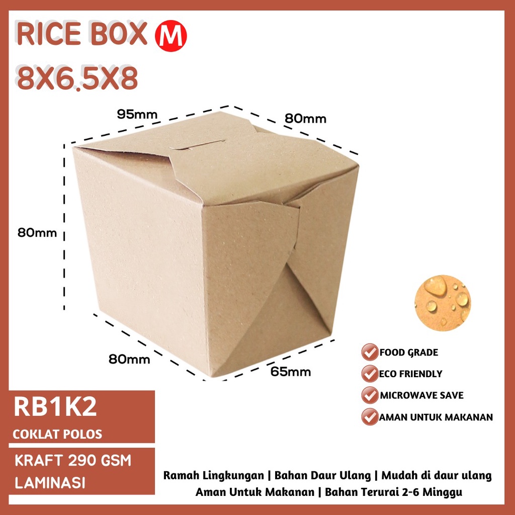 Rice Box Small Paper bowl Food Pail Paper Rice Box (RB1K2-Laminasi)