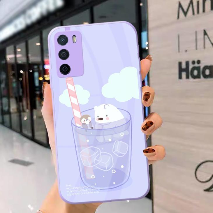 IR.21Jl22ᴿ | Softcase Kaca Bezel Lilac Oppo A16 - Softcase Mirror Oppo A16 - Case Kaca Oppo A16 -  S