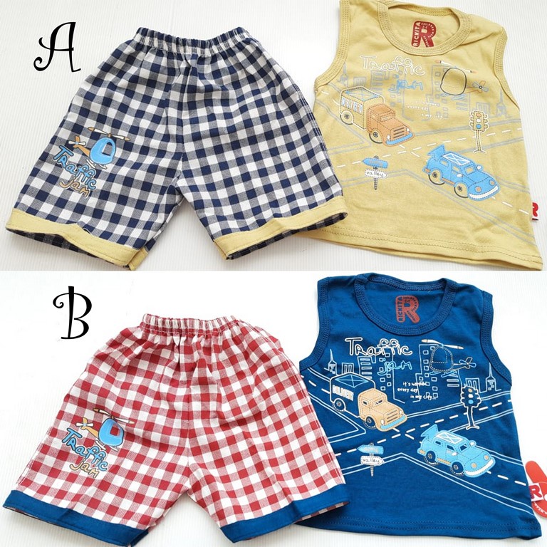 Setelan Singlet Traffic Baju Anak Laki Laki Main/Baju Sehari-Hari Murah Bestseller J198 Rickita MH
