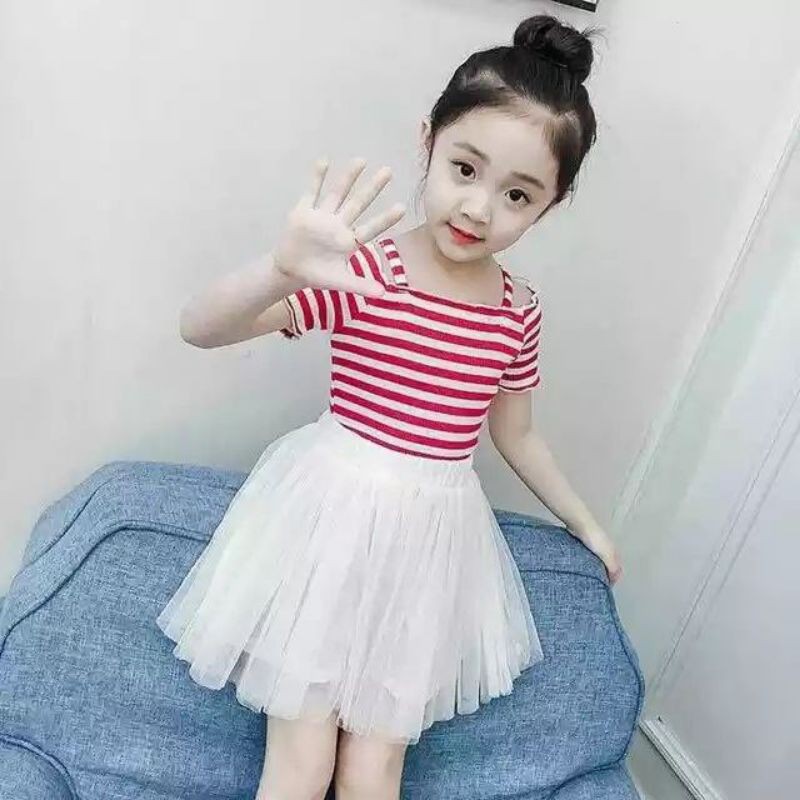 {sheebyshop} setelan rok tutu anak / baju blaster impor / baju impor anak murah / setelan sabrina