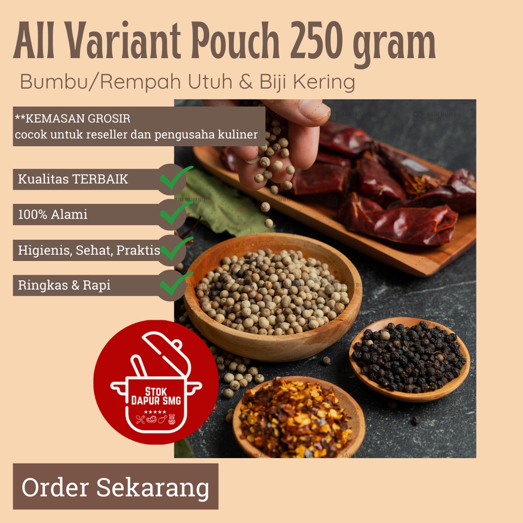 

Pasar Bumbu Dapur Rempah Biji Utuh Kering Lengkap All Varian Kemasan Grosir 250gr