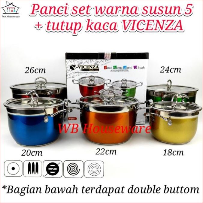 PANCI KACA PANCI SUSUN 5 PANCI RAINBOW SET PANCI INDUKSI LISTRIK VICEN GHFHG6F41