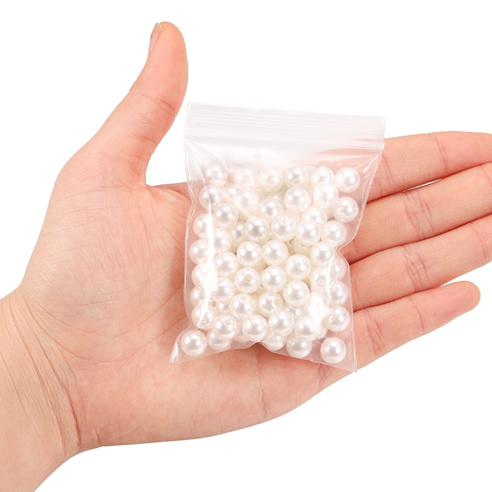 3-12mm White Beige Plastic Straight Hole Round Imitation Pearl For DIY Costume Jewelry