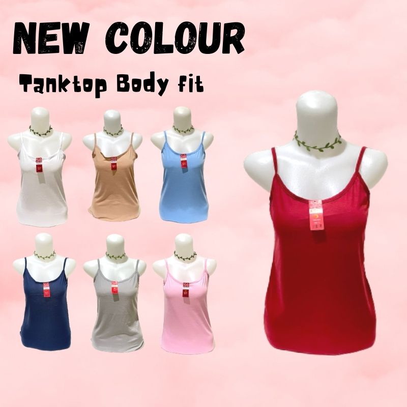 RC Bodyfit Tanktop Tengtop Wanita Singlet Wanita Bodifit Tali Kecil Bahan Halus Adem Size M L Xl XXL