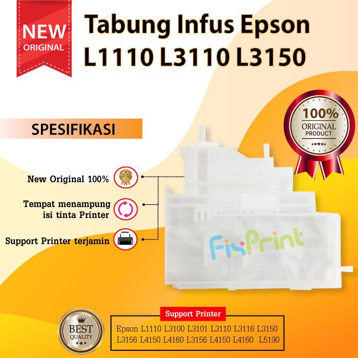 Tabung Infus L1110 L3110 L3150 Ink Tank Printer Eco Tank L3150 L1210 L3210 L3216 Original