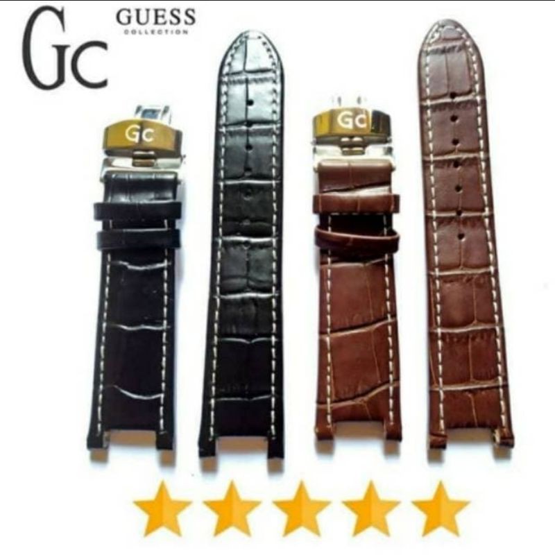 Tali Jam Tangan Kulit Guess Collection GC Strap 22mm Buckle Butterfly Steel