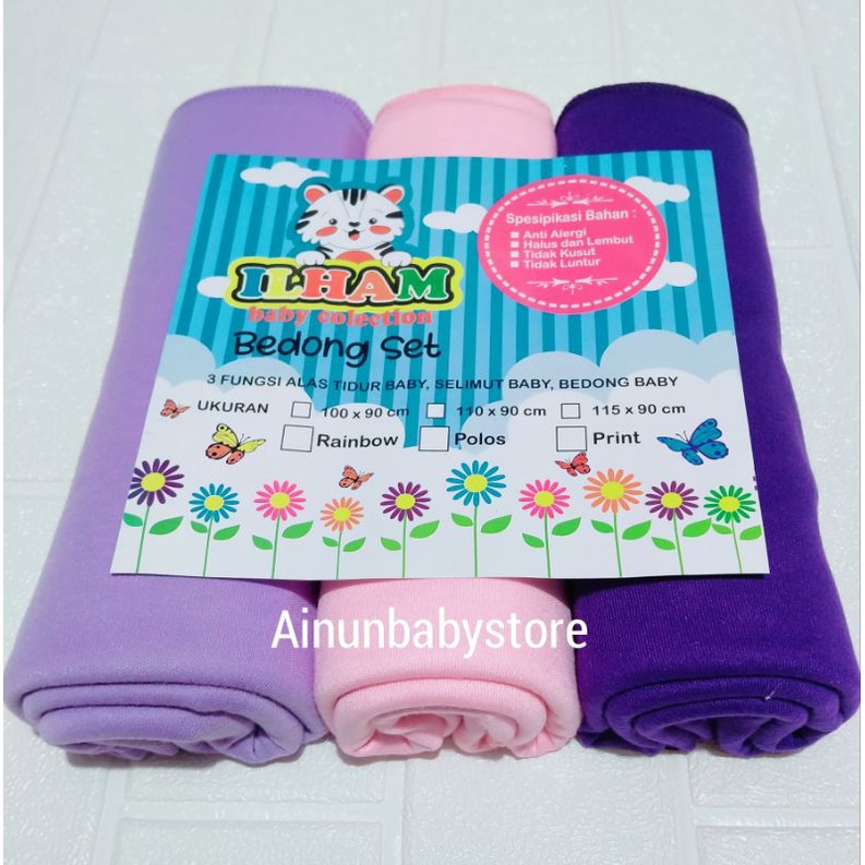 PROMO !!! 3PCS BEDONG BAYI LILAC UK 90X110CM BAHAN ADEM LEMBUT COCOK BUAT BAYI LAKI-LAKI DAN PEREMPUAN BANYAK PILIHAN WARNA