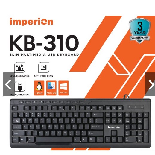 KEYBOARD IMPERION USB WIRED SLIM MULTIMEDIA KB-310 - IMPERION KB310