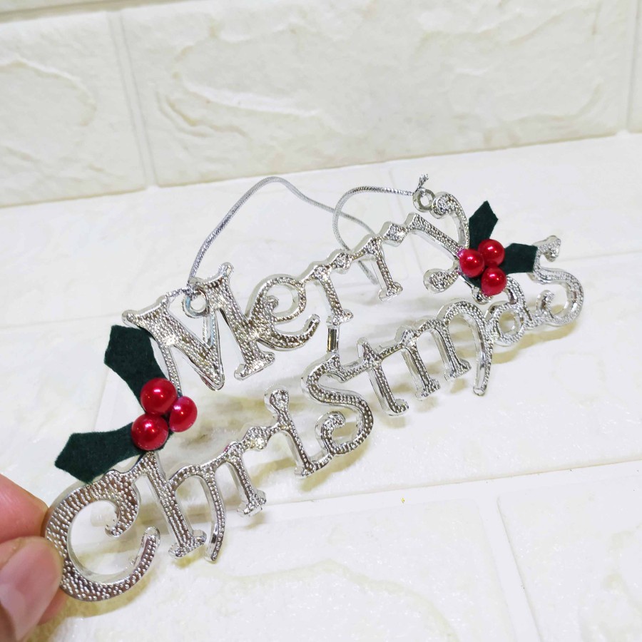 ( 15 cm ) Gantungan Ornamen Merry Christmas Cantik Aksesoris Natal