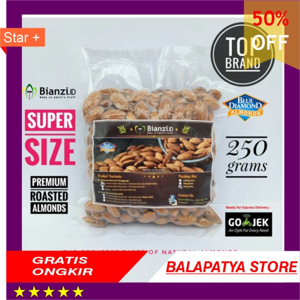 

Kacang Almond Panggang SUPER SIZE - Premium Blue Diamond - 250 grams