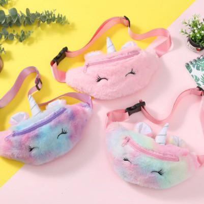 ✻ Waistbag unicorn bulu tas pinggang anak perempuan bulu boneka unicorn ™