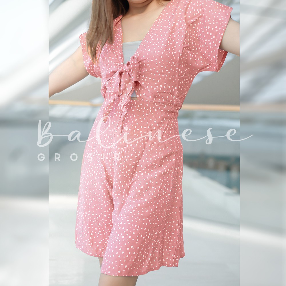 JUMPSUIT IKAT POLKADOT / SHORT JUMPSUIT POLKA / JUMPSUIT PENDEK IKAT BALI