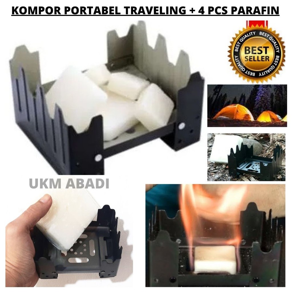 Kompor Mini Portabel Outdoor Traveling Camping Dan 4 Pcs Parafin 113166