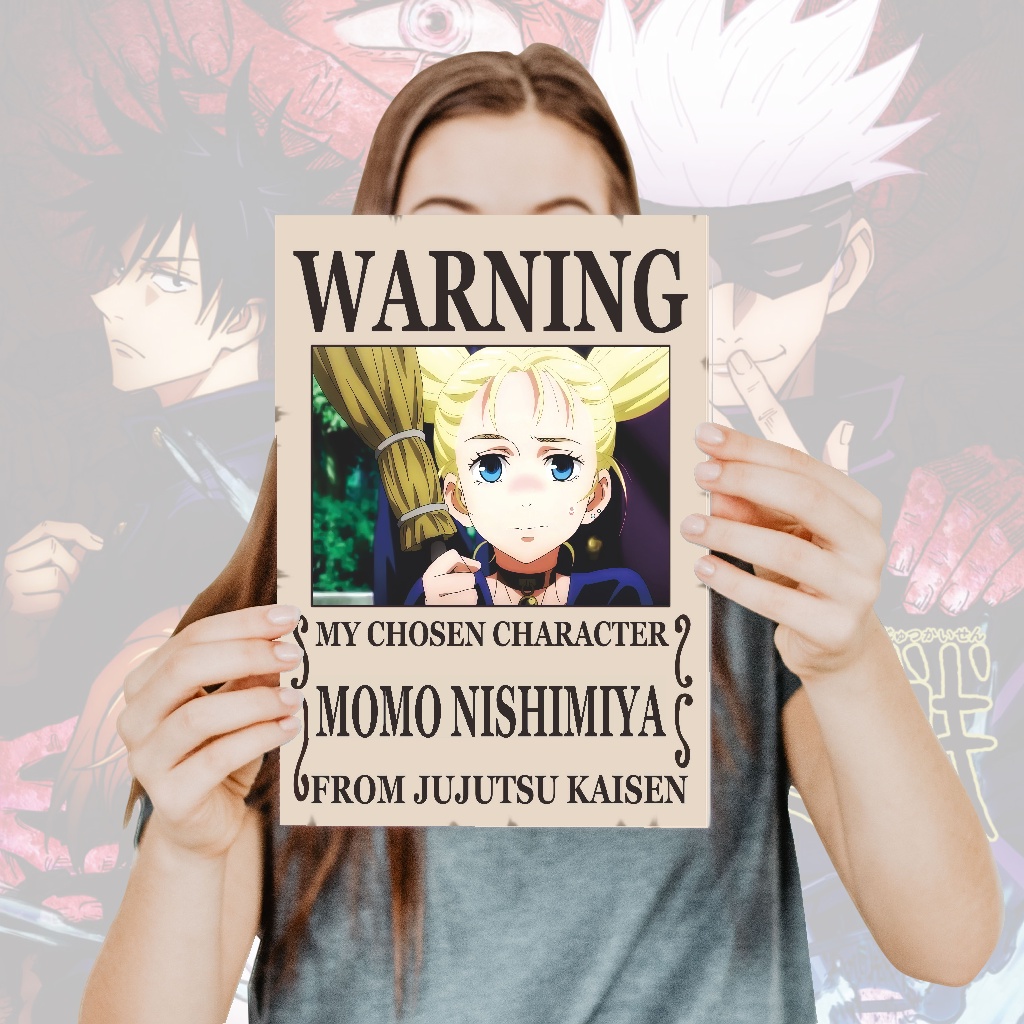 Poster Jujutsu Kaisen Warning Anime Itadori Yuji Fushiguro Megumi Gojo Satoru Sukuna- Size A4+-19 Nishimiya