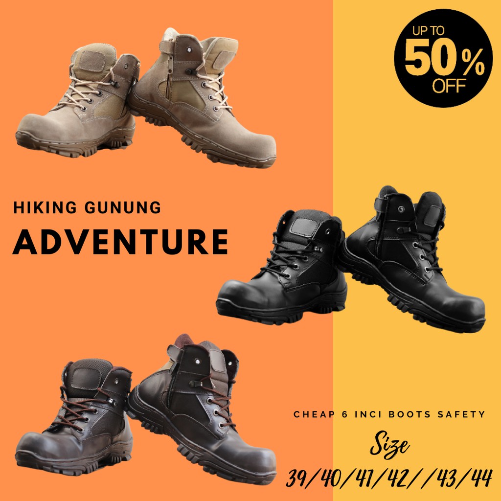 Sepatu Boots Hiking Pria DLT Cheap Pendek 6 Inci Safety Bots Ujung Besi Kerja Kualitas Terbaik COD