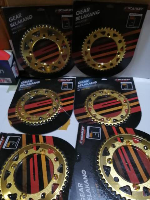 Gir klx supermoto scarlet raacing mx series ukuran 43-50 / gir belakang klx warna gold