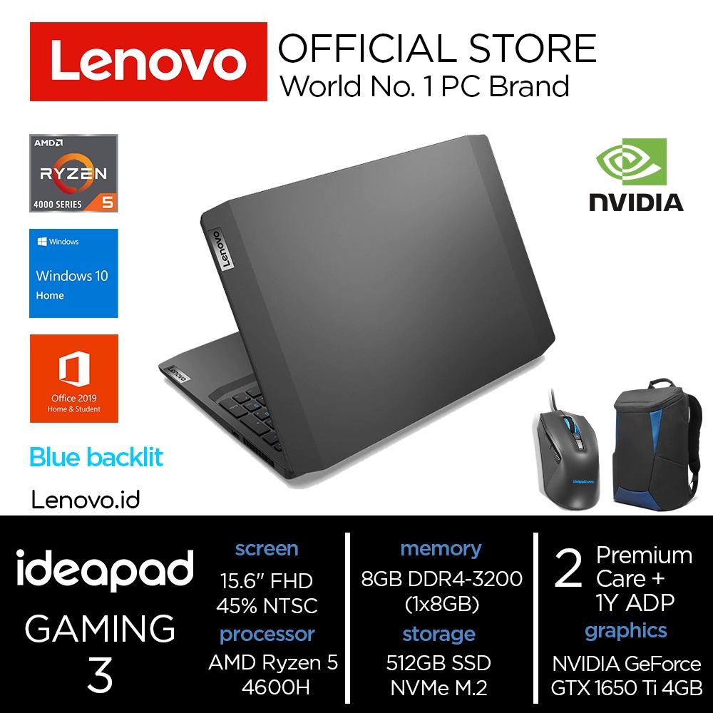 Lenovo IdeaPad Gaming 3 SDID OHS AMD Ryzen 5 4600H Win10 Home 8GB 512GB SSD 15.6