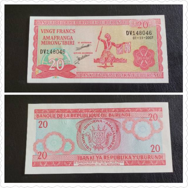 Uang Lama Luar Negeri Burundi 20 Francs 2007