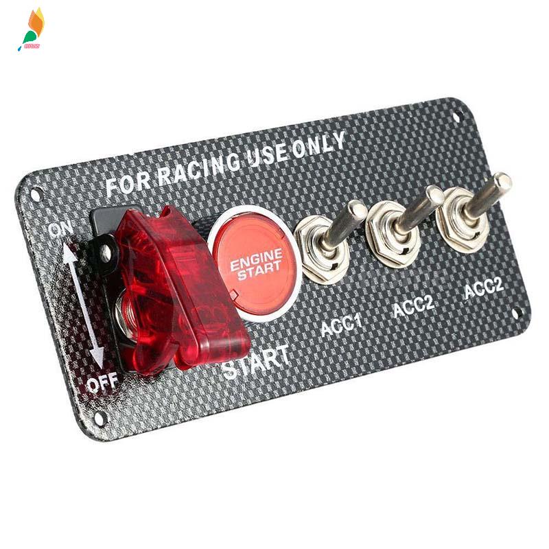 Saklar Push Button Start Mesin 12V Dengan 3 Toggle Racing Panel