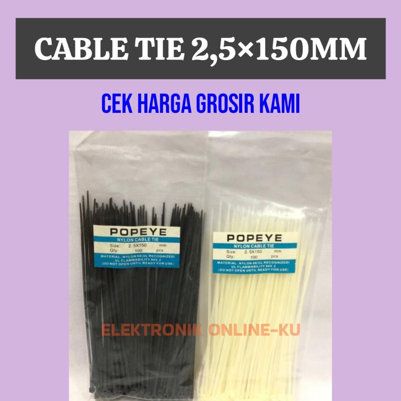 CABLE TIE 2,5×150MM HITAM PUTIH (400PCS)