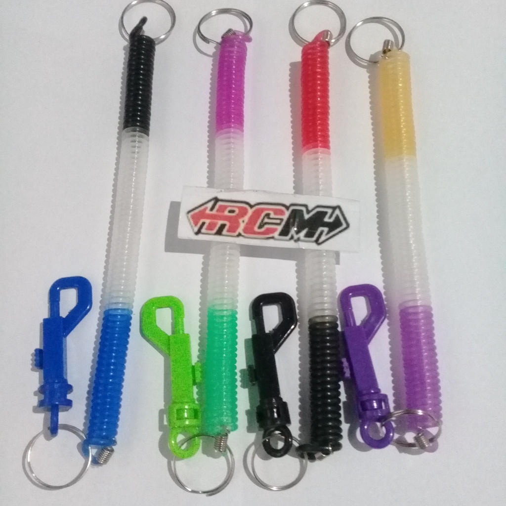 GANTUNGAN KUNCI MODEL SPIRAL KARET PER ELASTIS CANTOLAN KEYCHAIN BERGUNA WARNA RANDOM