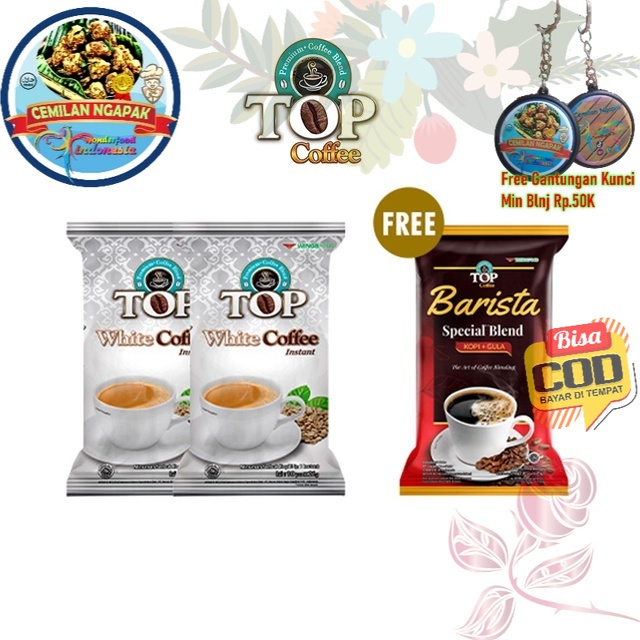 

[Buy 2 Get 1] TOP Kopi White Pack 10X21GR x 2 - Free Top Coffee Barista 25 gr x 6 pcs (ISI 6+3) Kopi Santai