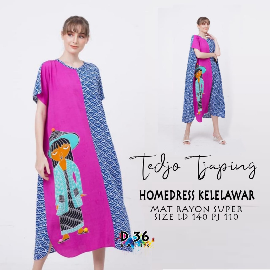 Daster Tedjo Tjaping Batik Homedress Kelelawar Baju Tidur Rayon Pastel Baju Tidur Kartun Jumbo