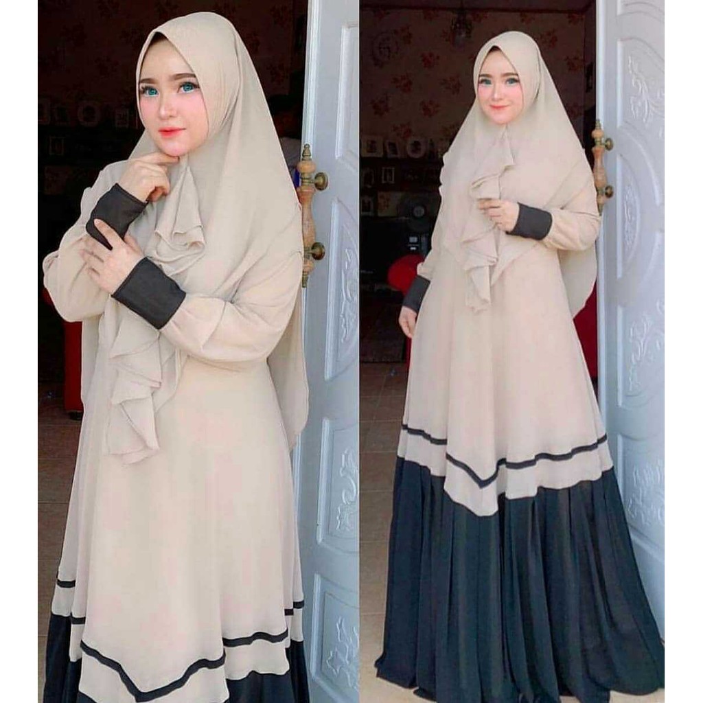 MULKI SYARI Wollycrepe (Free Hijab / Khimar) Gamis Muslim Baju Panjang Stelan Syari Polos