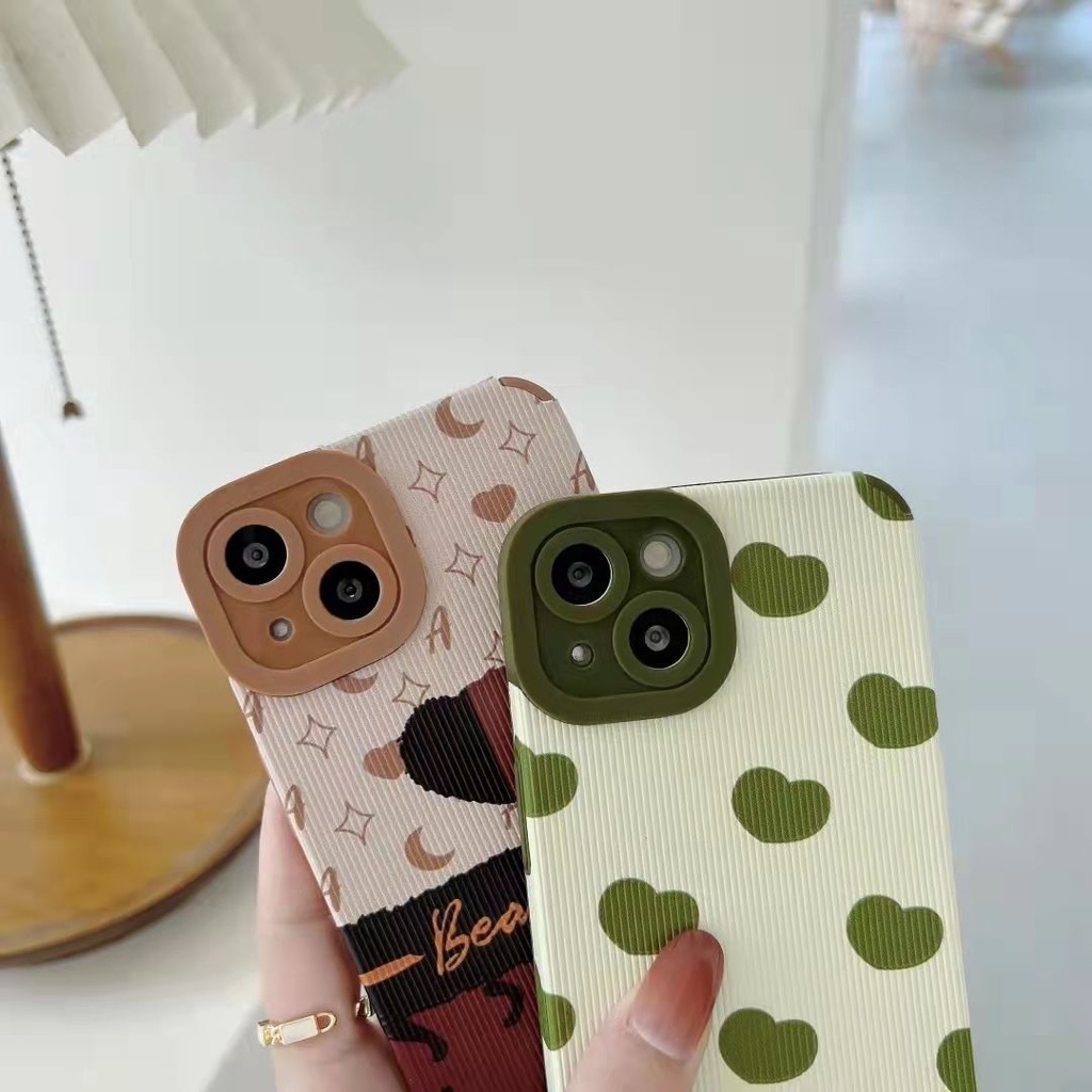 Case Bahan Kulit Domba Motif Hati Hijau Untuk Redmi 10 Note11 11S 11Pro 8Pro Note10S Redmi 9T 9A 9C Poco X3GT X3NFC M3