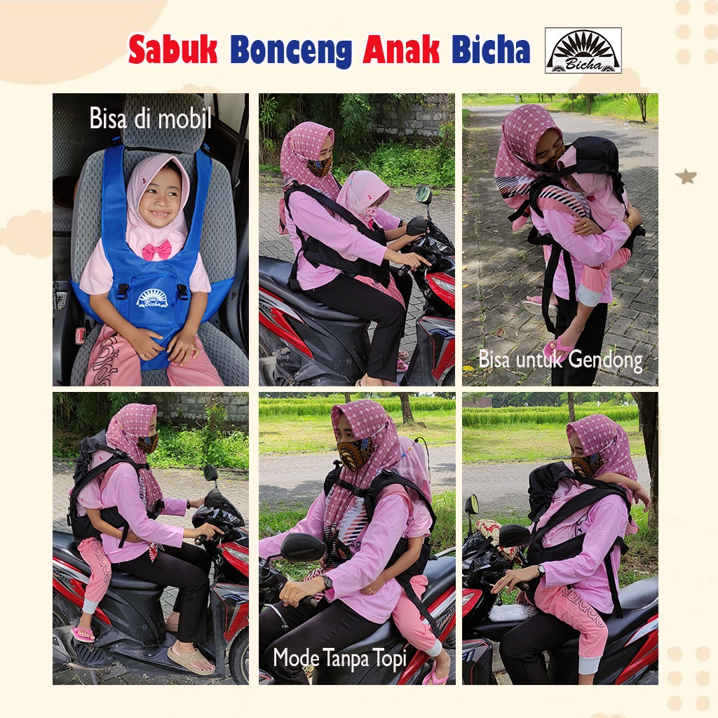 Promo produsen sabuk Bicha multifungsi 3in1 sabuk bonceng anak sabuk motor