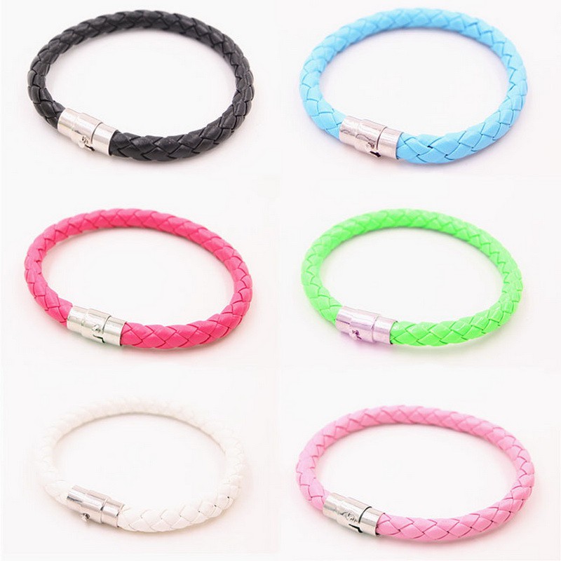 Gelang Bahan Kulit Woven Gaya Punk Untuk Pria Dan Wanita