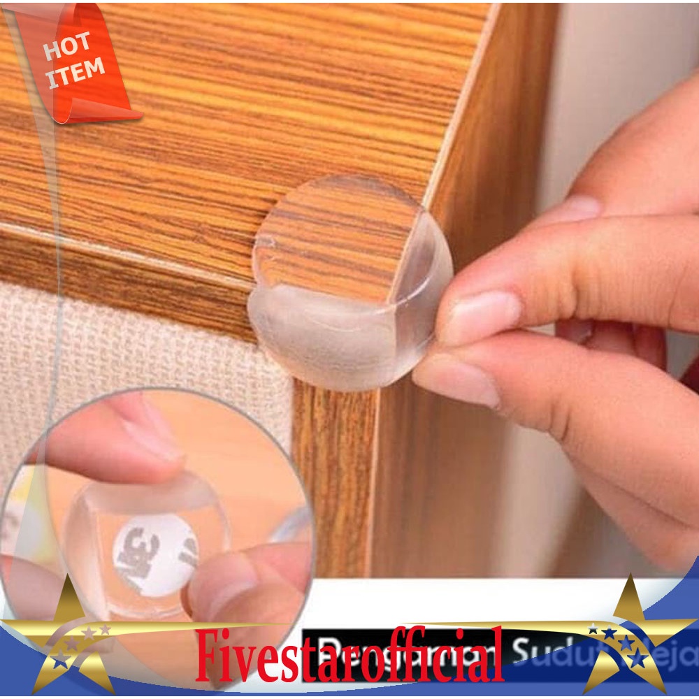 Pelindung Sudut Meja Oval Transparan / Pengaman Siku Silicone Bening Karet 3M Ujung Kaca - FIVESTAR