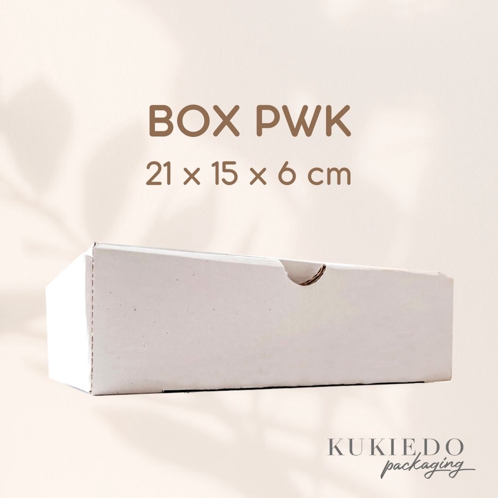 

Kardus PWK 21 x 15 x 6 cm | Box Die Cut Kraft Putih (White) | Packaging Kue Tart, Pizza, Baju, Serbaguna, Hampers, Snack