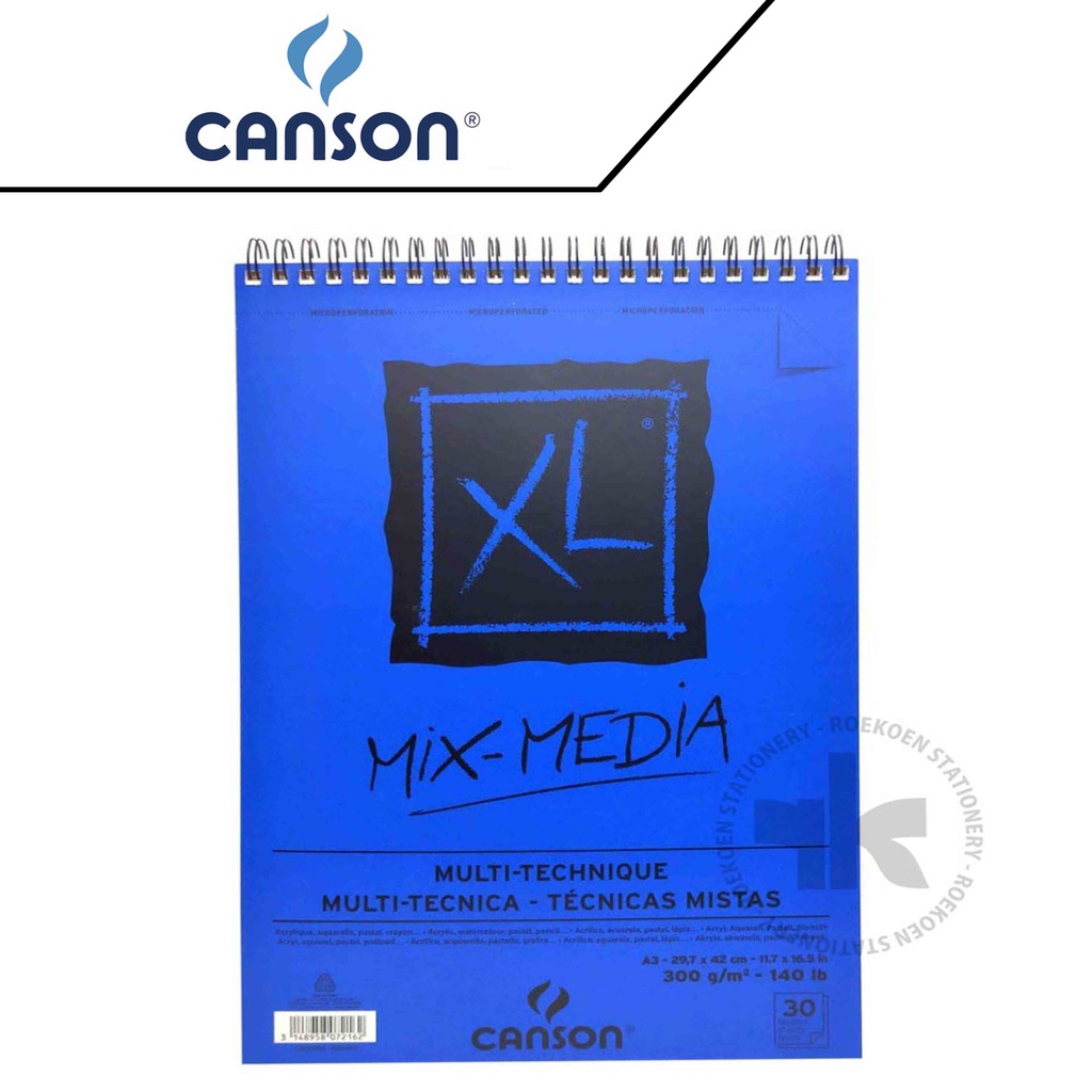 

Canson XL Mix Media Kertas Gambar A3 Universal 300gsm (30Sheets) 200807216