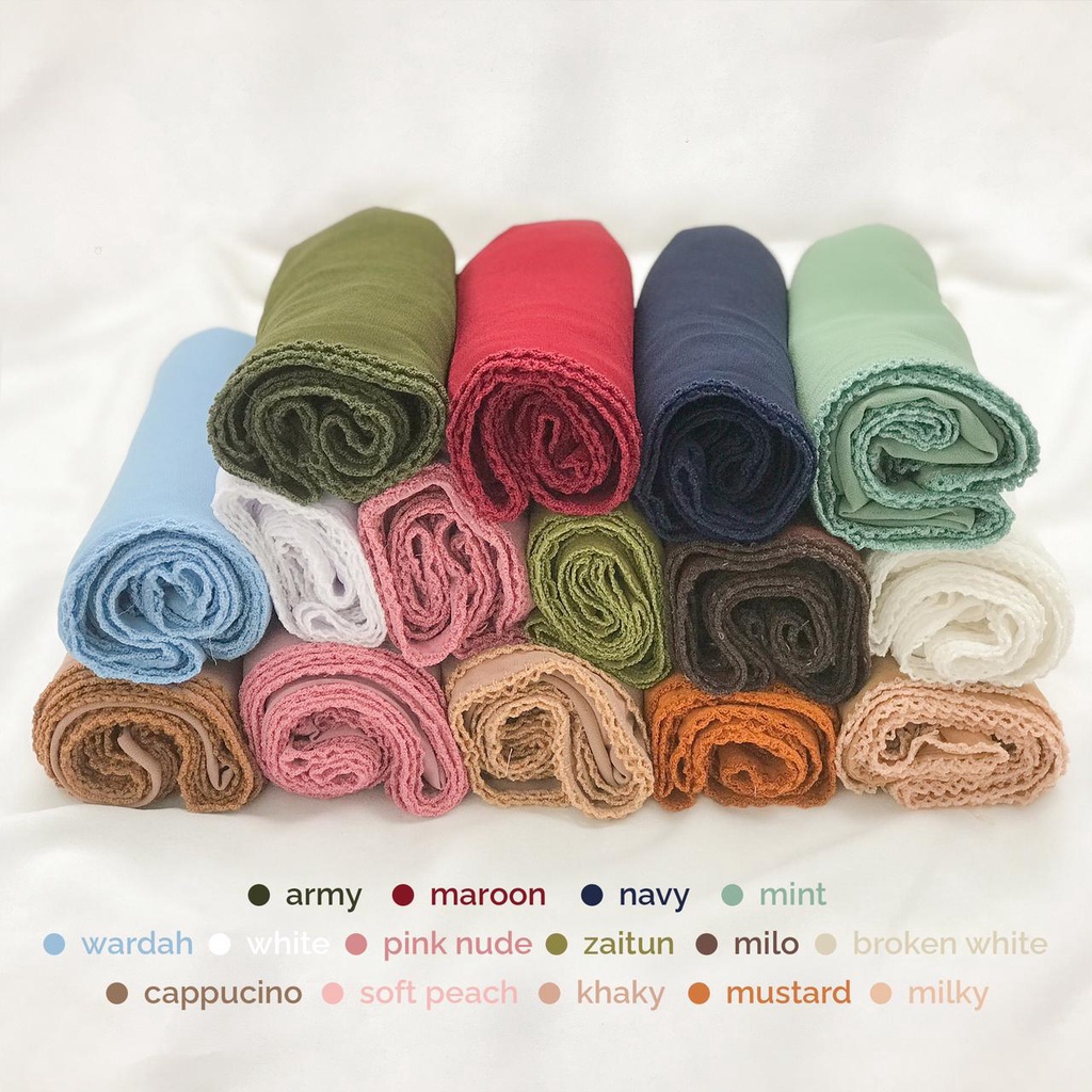 Pashmina Ceruty Crocet  Pasmina Premium Pleats Shawl