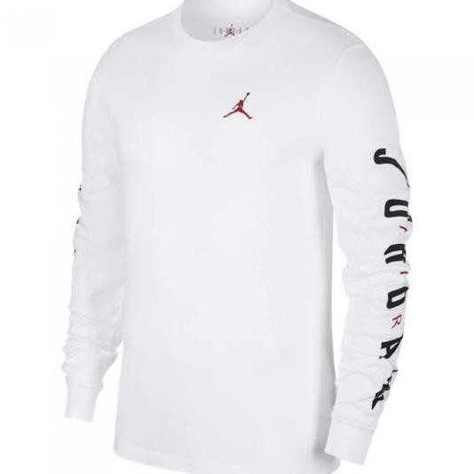( BISA COD ) KAOS BAJU LENGAN PANJANG AIR JORDAN 23 PRIA WANITA WHITE AND BLACK - Putih, S EKSLUSIF