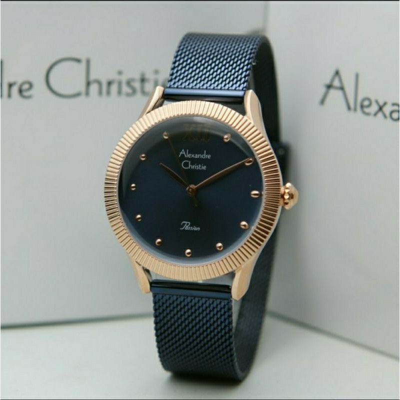ORIGINAL - JAM TANGAN WANITA ALEXANDRE CHRISTIE CEWEK ROSEGOLD BLUE RANTAI ALEXANDER CRISTIE AC 2816
