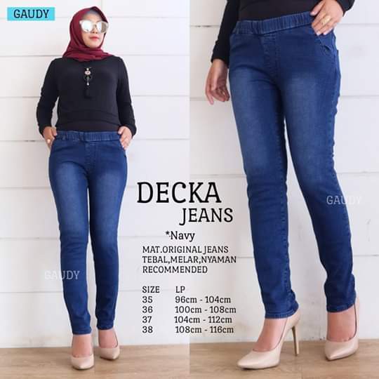 DECKA JEGGING JEANS BLACK NAVY SERIES JEGGING POLOS BAHAN MELAR