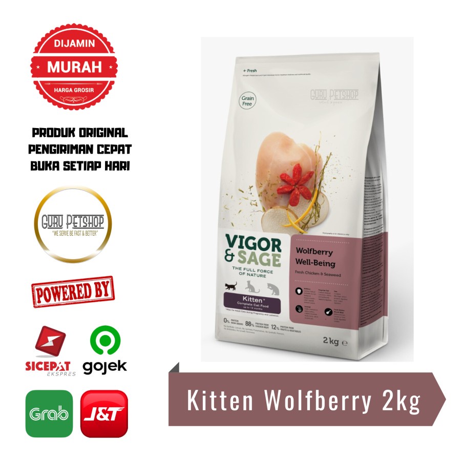 Vigor &amp; Sage Wolfberry Wellbeing Kitten 2kg Vigor Sage Kitten