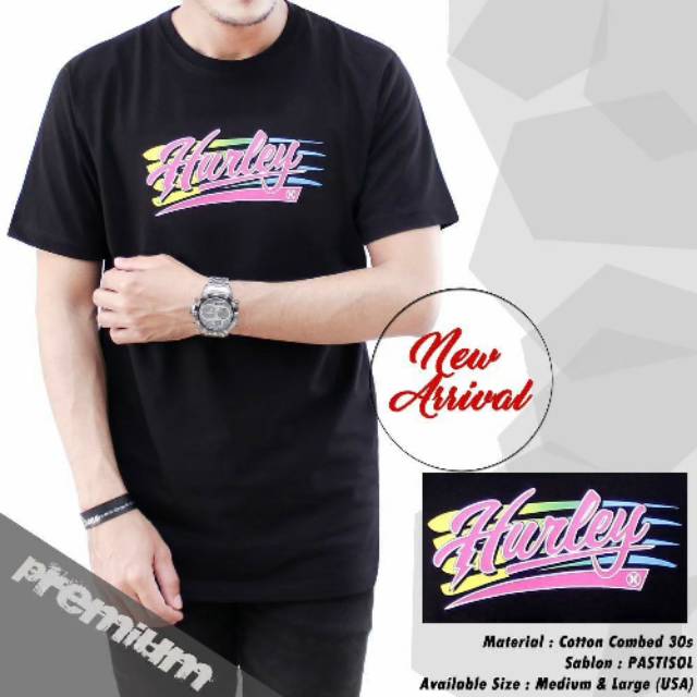 Kaos T-Shirt Distro Hurley Hitam Size USA