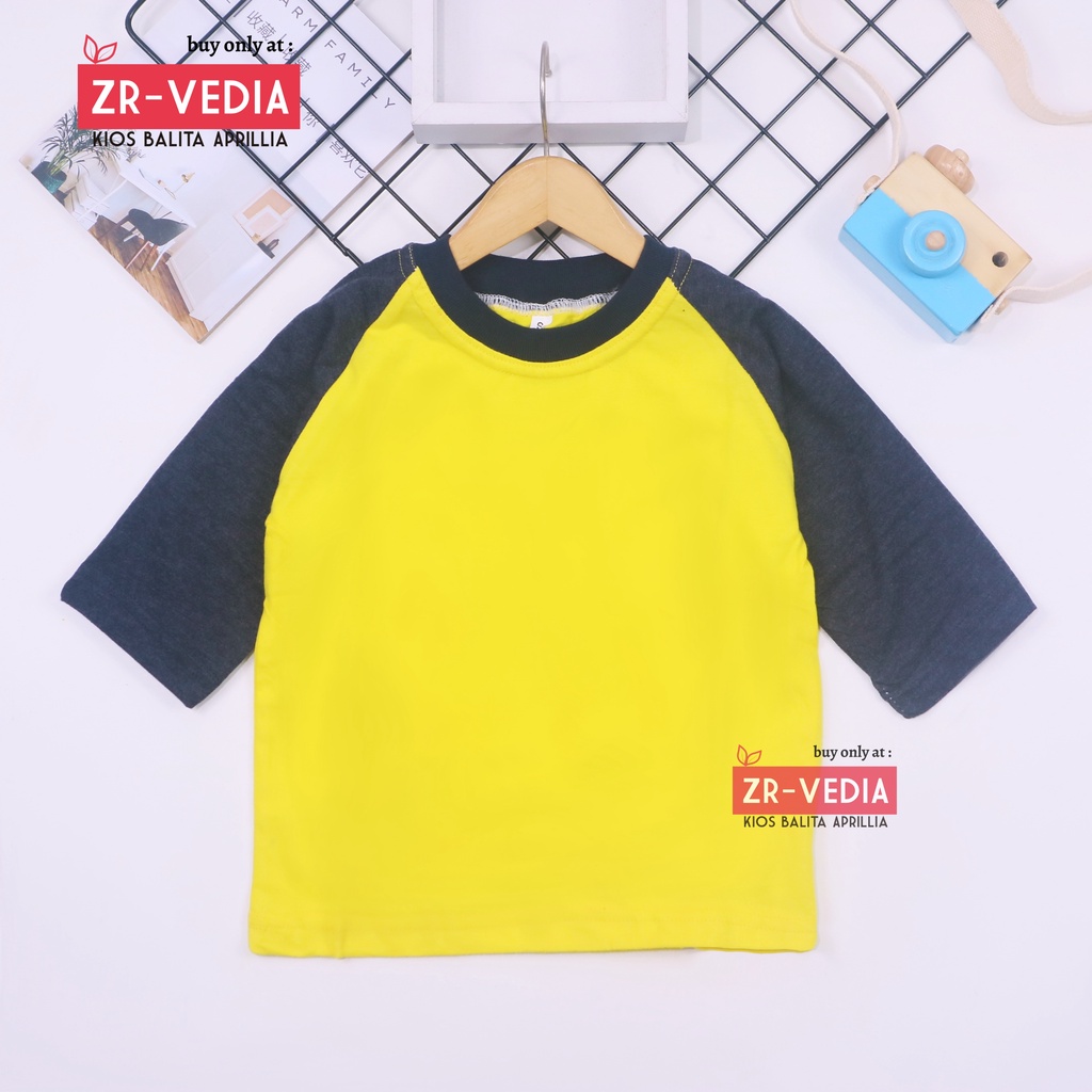 Kaos Reglan POLOS uk Bayi - 8 Tahun / Baju Anak Laki Perempuan Lengan Panjang 3per4 Atasan Pakaian Kiosbalitaaprillia