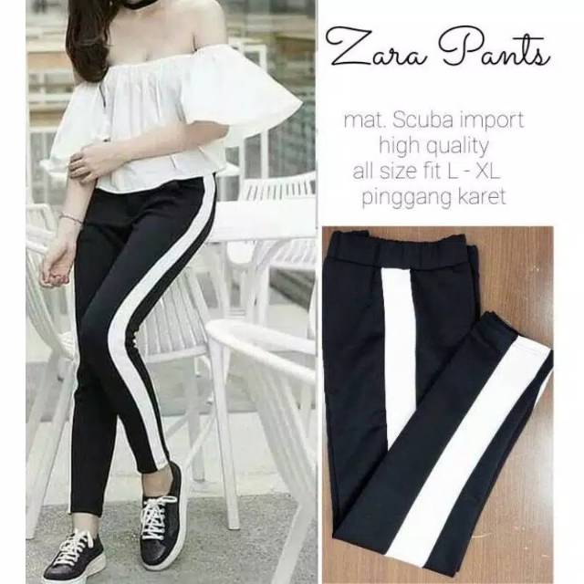 Zara Pants Setripe/Celana Basic Zara Lis Scuba