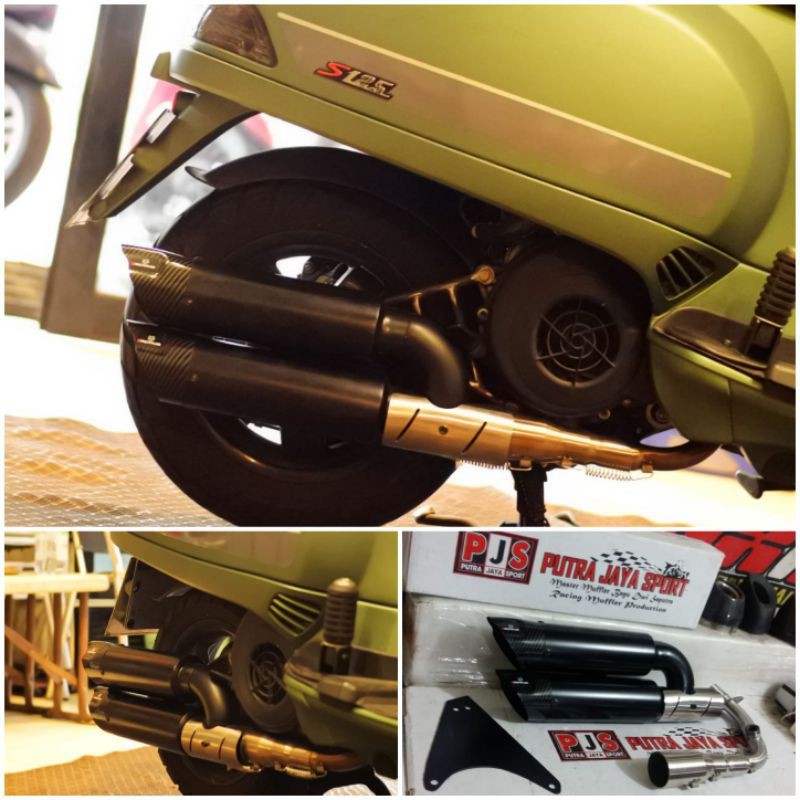 knalpot full system remus dobel muffler for vespa matic ( pnp )