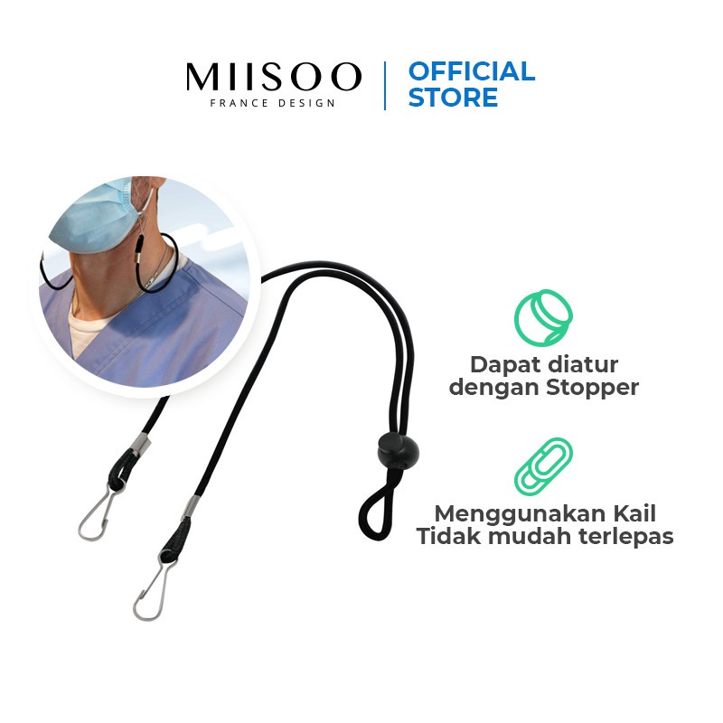 MIISOO Tali masker Tali Hijab / Tali Pengait Kepala / Headloop Aksesoris Masker Hitam