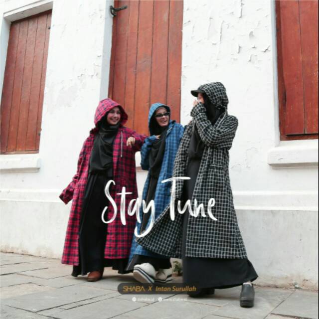 PROMO Shaba Outer Thana flanel kemeja panjang pria wanita luaran muslimah tunik kotak hoodie