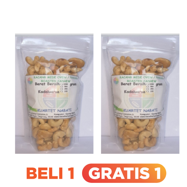 

250gr Buy 1 Get 1 Free - Roasted Kacang Mede Utuh Size Sedang - Besar Sulawesi - Mete Oven - Cashew - Matang