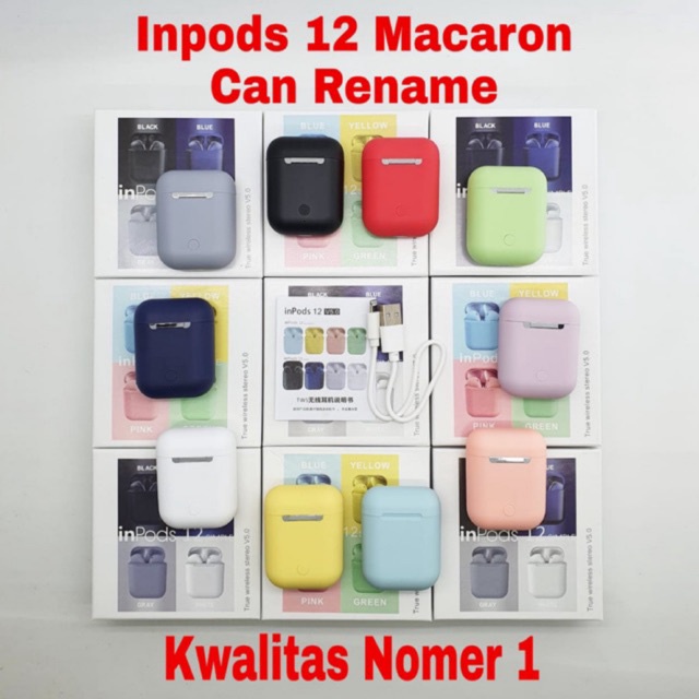 Inpods 12 Macaron Headset Bluetooth Warna Macaron Wireless Inpods i12