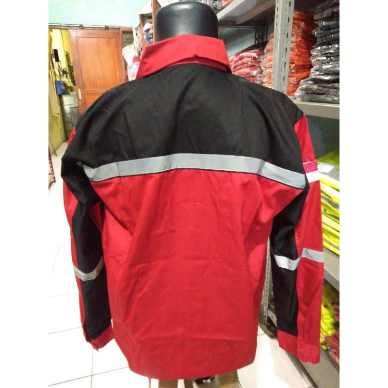 SERAGAM SAFETY MERAH HITAM MODEL HSE