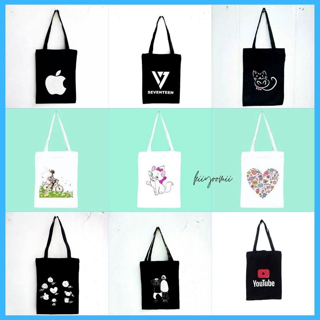 PART 6 TOTEBAG KAIN DRILL TAS TOTE bag fashion wanita pria unisex bahan kain drill halus premium korean kpop thailand raikantopeni merchandise bag