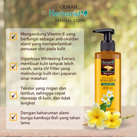 Herborist Body Lotion Zaitun | Coconut | Frangipani | Whitening UV Filter Herboris 145ml | Herboris